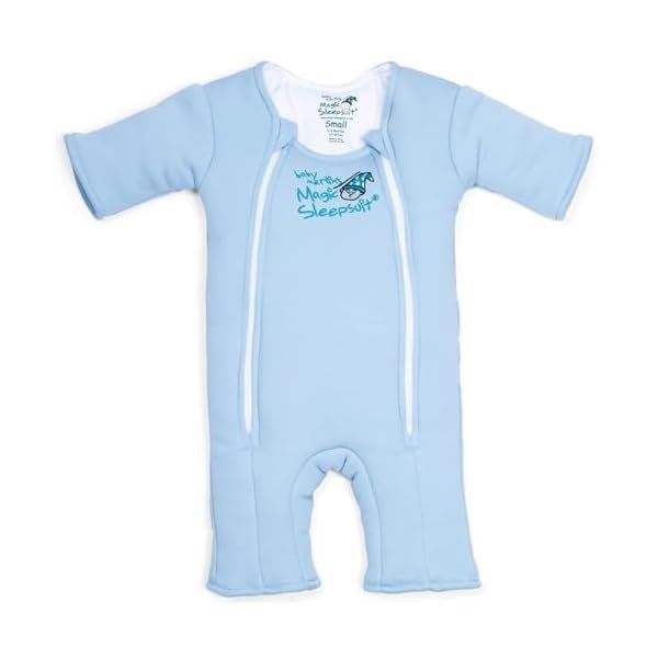 Baby Merlin's Cotton Baby Swaddle Transition Product - Soft and Cozy Design, Double Zipper for Easy Diaper Changes, Promotes Safe Sleep, 3-6 Months - Blue - Small 12-18lbs